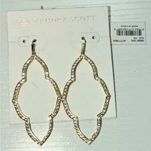 Kendra Scott Abbie Gold Open Frame Earrings in White Crystal NWT